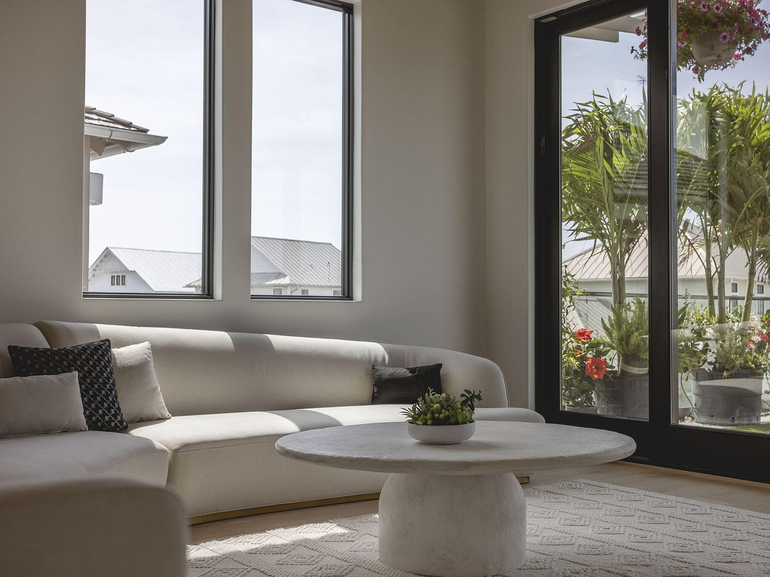 Top floor lounge with curved sectional