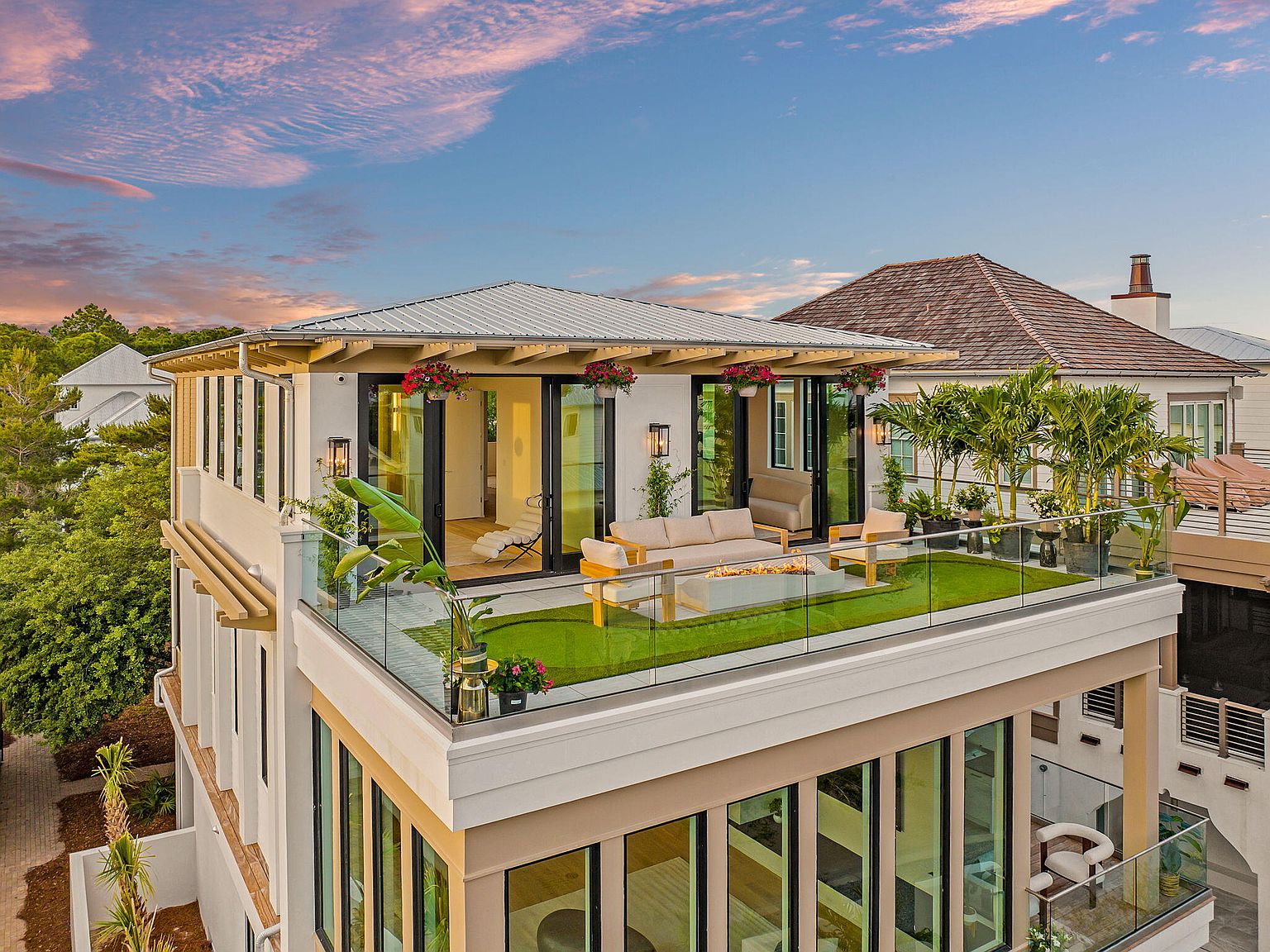 Aerial view of rooftop terrace