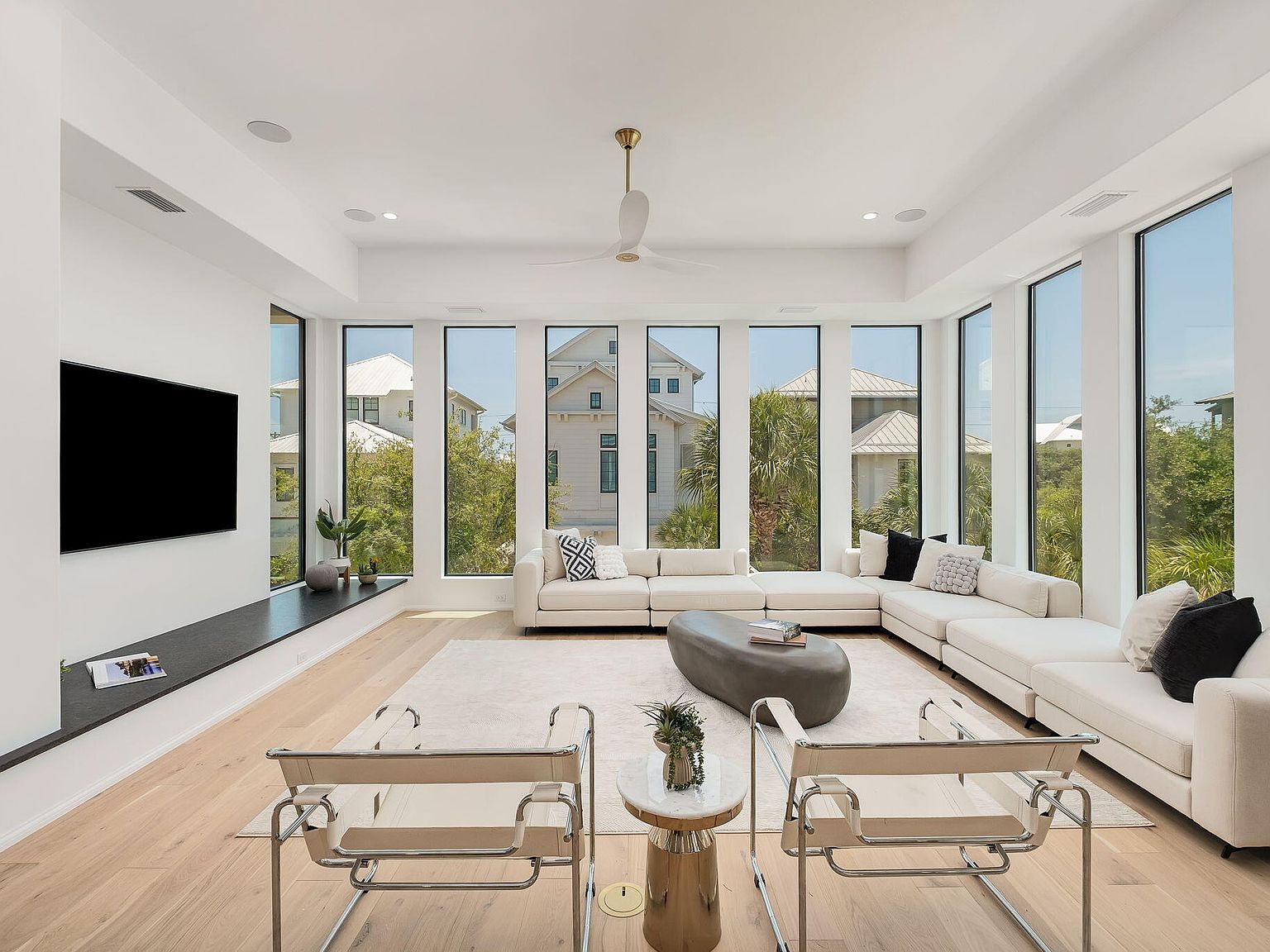 Living room with floor-to-ceiling windows