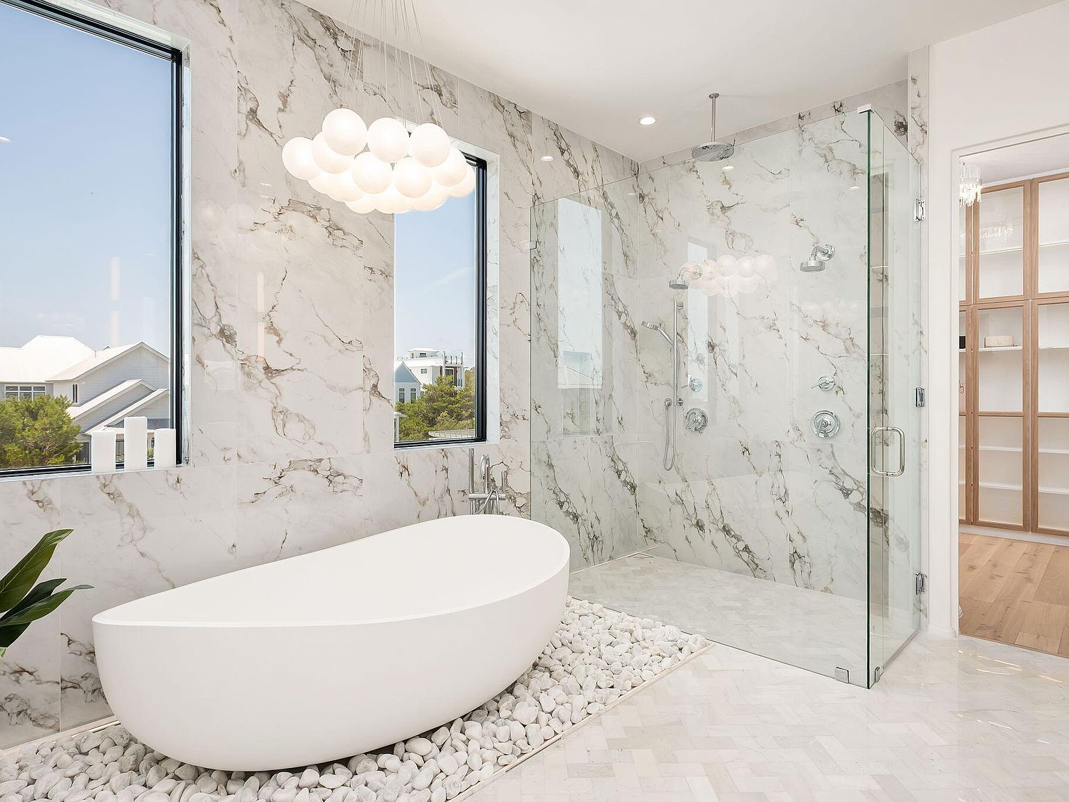 Spa bathroom with freestanding tub